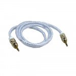 Wholesale Auxiliary Music Cable 3.5mm to 3.5mm Heavy Duty Braided Wire (Silver)
